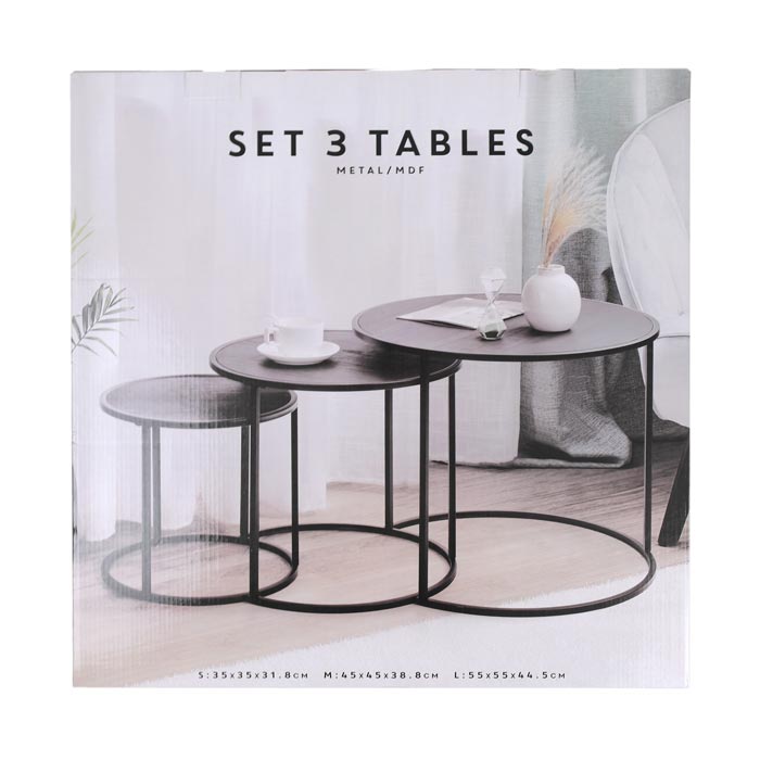 45112 - SET OF 3 BLACK TABLES IN 3 SIZES Europe
