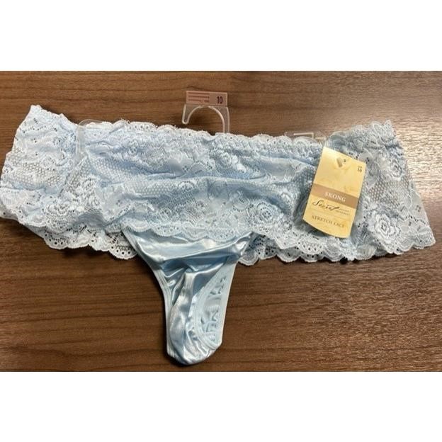 46657 - Light Blue Stretch Lace Thong Underwear USA