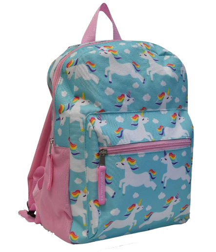 47271 - Girls Themed Printed Style Backpack with Zipper Pockets USA