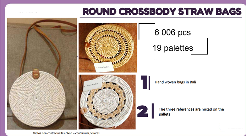 49221 - Branded Round Cross Body Straw Bags Europe