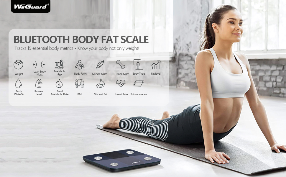 49801 - Body Fat Scale, WeGuard Bluetooth Digital Bathroom Scale with Heart Rate Tracking High-precision BMI Smart Scale USA