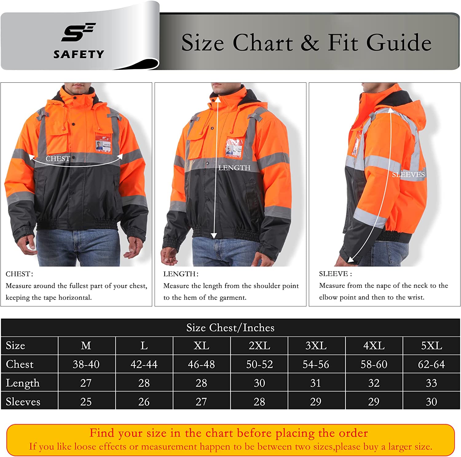 49972 - Sesafety Men's Reflective Waterproof Safety Jacket USA
